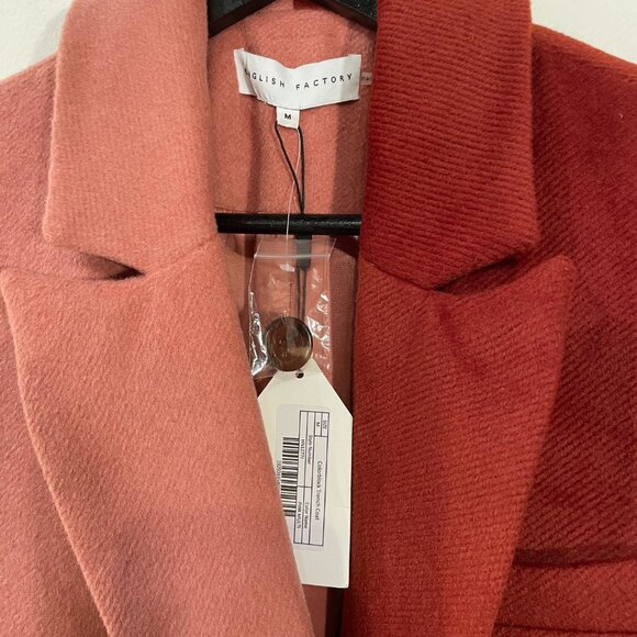 New English Factory Colorblock Wool Blend Coat Pink Red Medium $280 - Picture 5 of 7